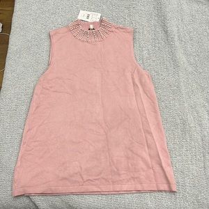 Dusty pink mock neck with Pearl embellishment (size large)